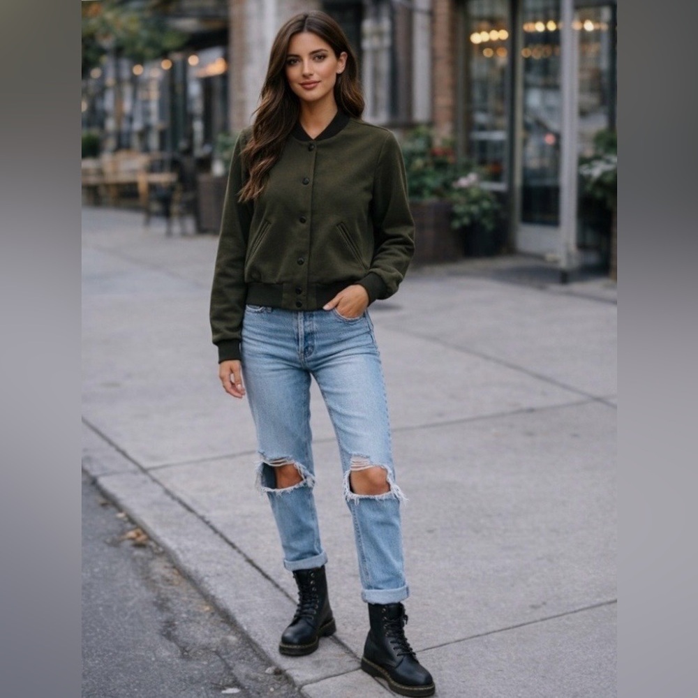 Aritzia Wilfred Poussin Bomber Jacket Olive Green New